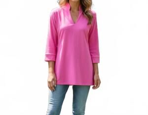 NEW KATHERINE WAY largo tunic top in barbie pink